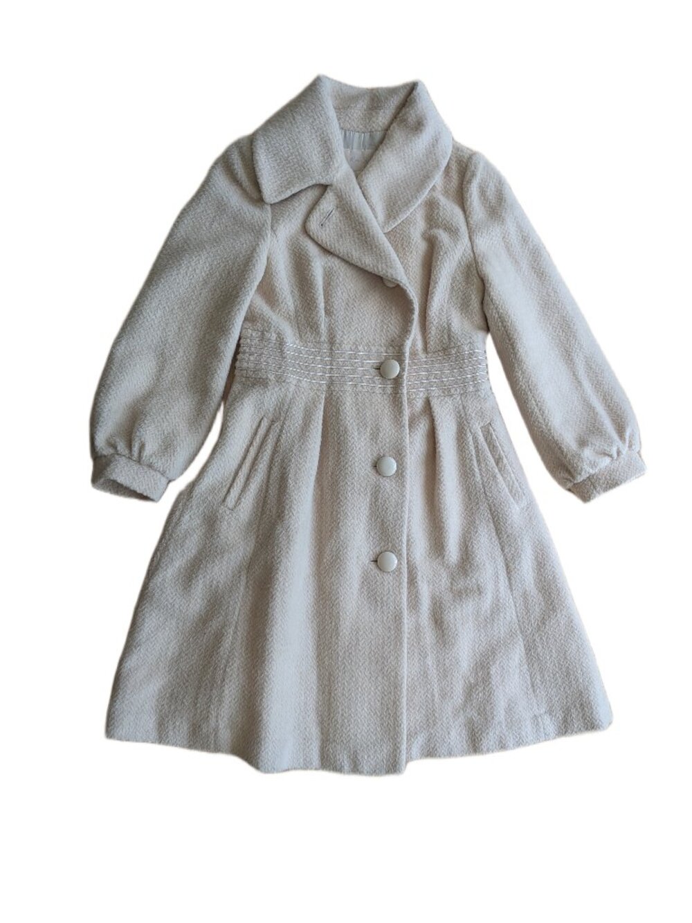 Light Pink Cream Winter Flared Coat